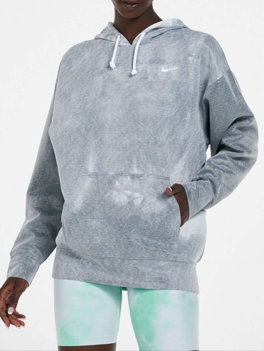 Nike Icon Clash Sky Dye Pullover Hoodie Gray Dri Fit Oversized